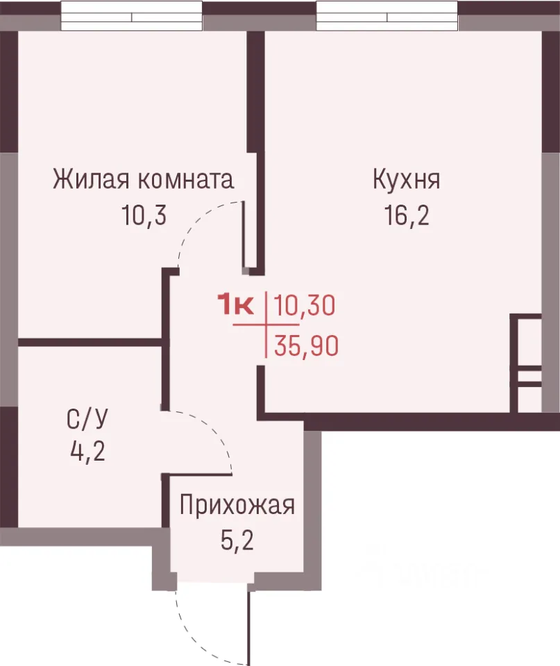 1-к кв. Свердловская область, Екатеринбург ул. Академика Ландау, 13 (35.9 м²)