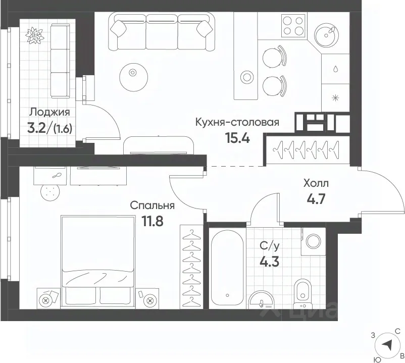 1-к кв. Свердловская область, Екатеринбург Солнечный жилрайон,  (37.8 м²)