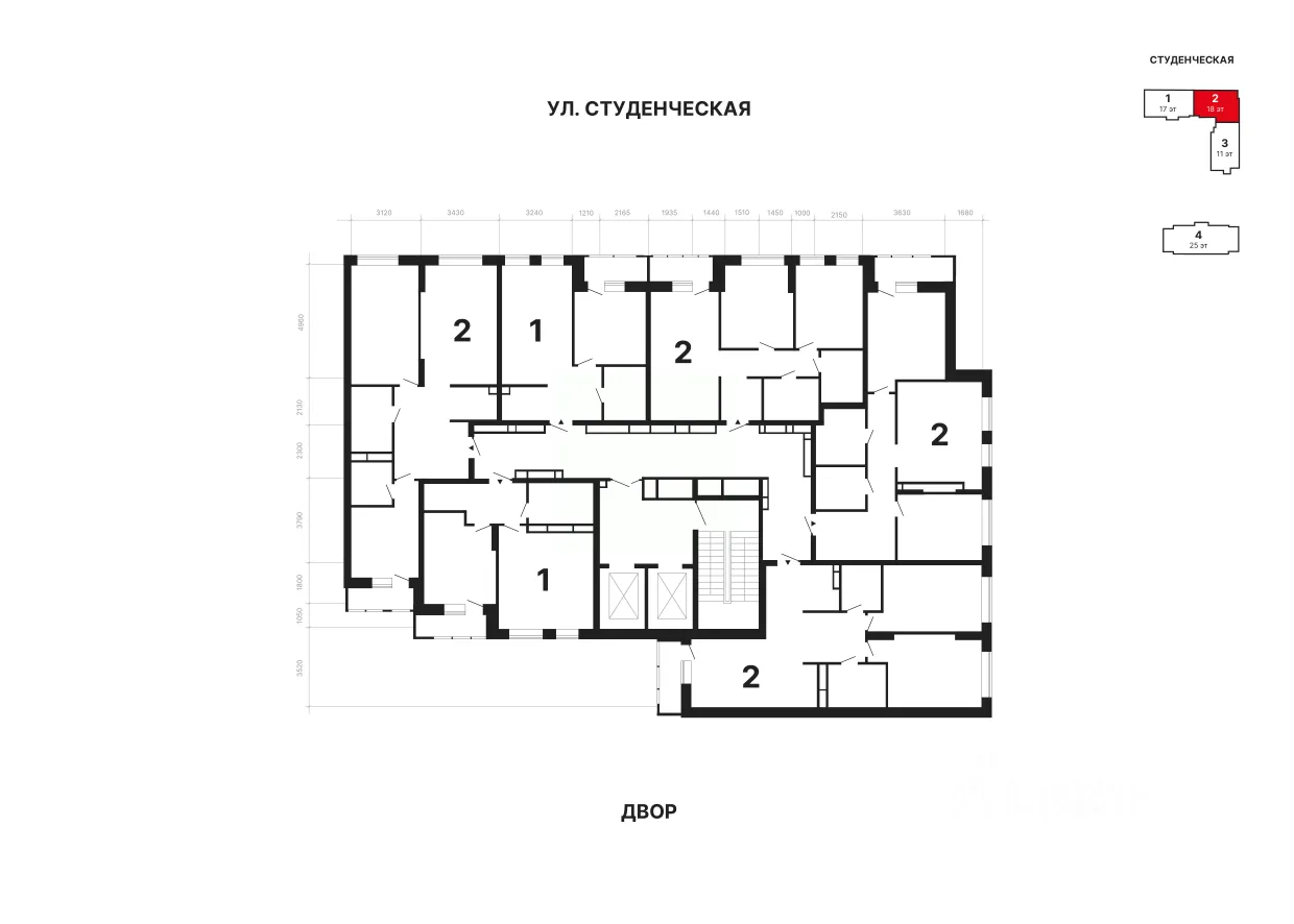 1-к кв. Свердловская область, Екатеринбург ул. Студенческая, 1А (44.22 м²)