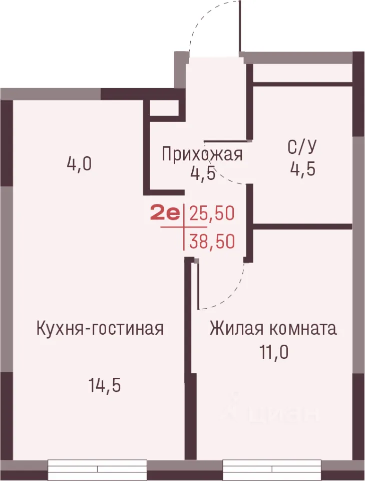 2-к кв. Свердловская область, Екатеринбург ул. Академика Ландау, 13 (38.5 м²)