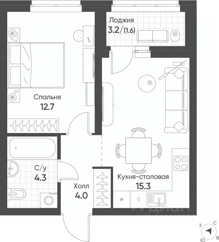 1-к кв. Свердловская область, Екатеринбург Солнечный жилрайон,  (37.9 м²)
