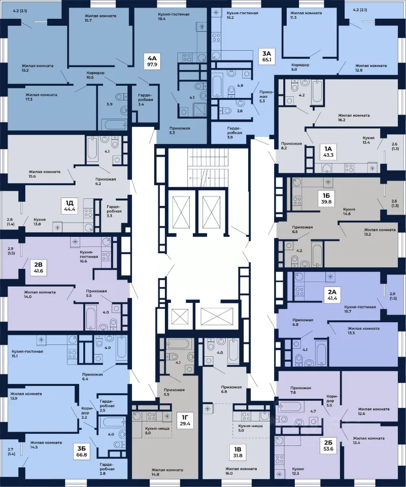 1-к кв. Свердловская область, Екатеринбург Космос жилой комплекс (39.8 м²)