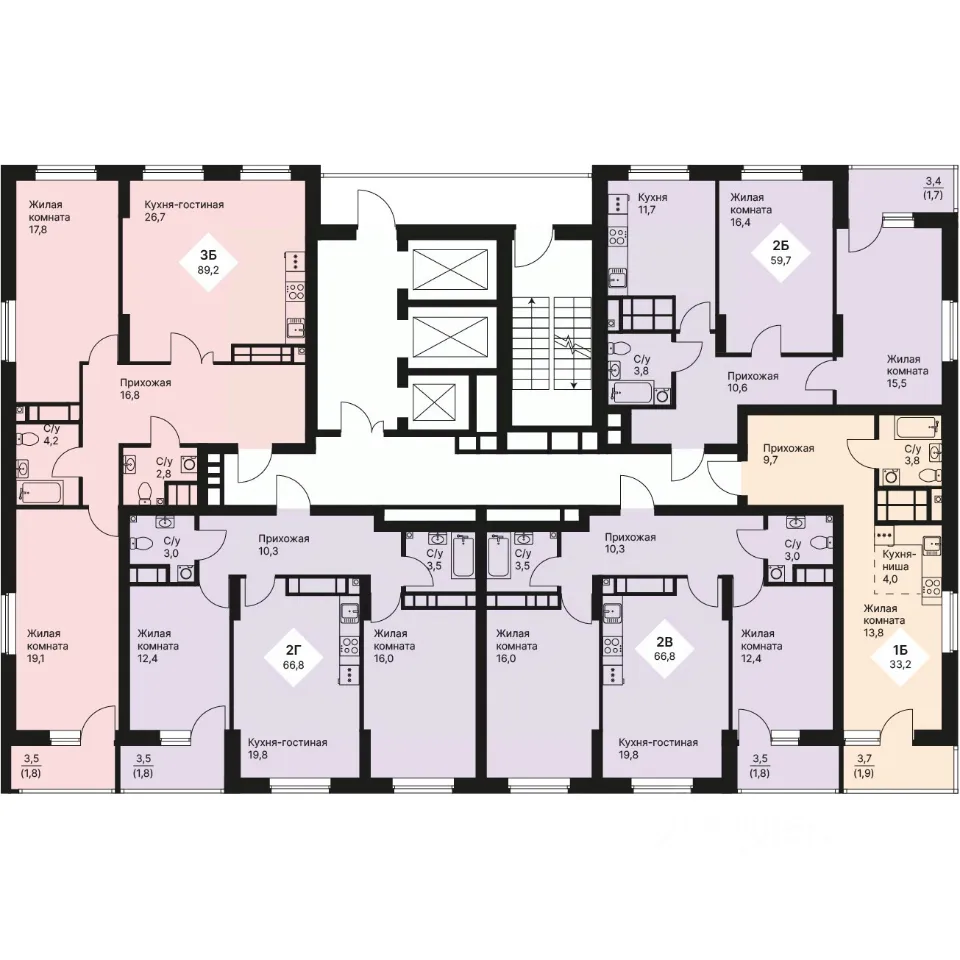 2-к кв. Свердловская область, Екатеринбург просп. Космонавтов, 108/5 (59.65 м²)