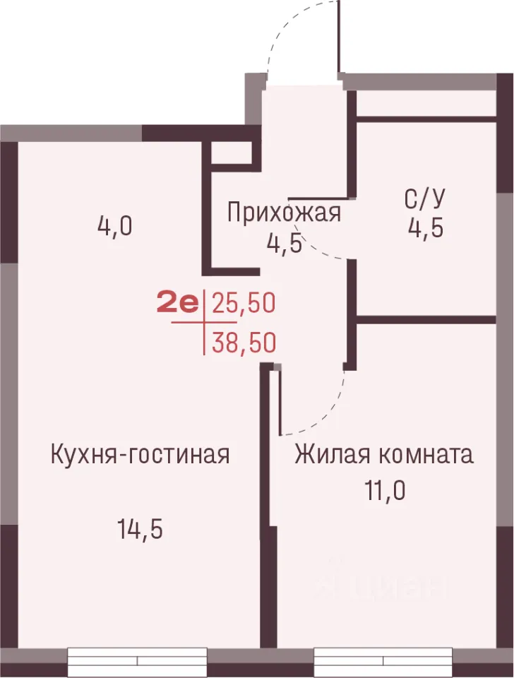 2-к кв. Свердловская область, Екатеринбург ул. Академика Ландау, 13 (38.5 м²)
