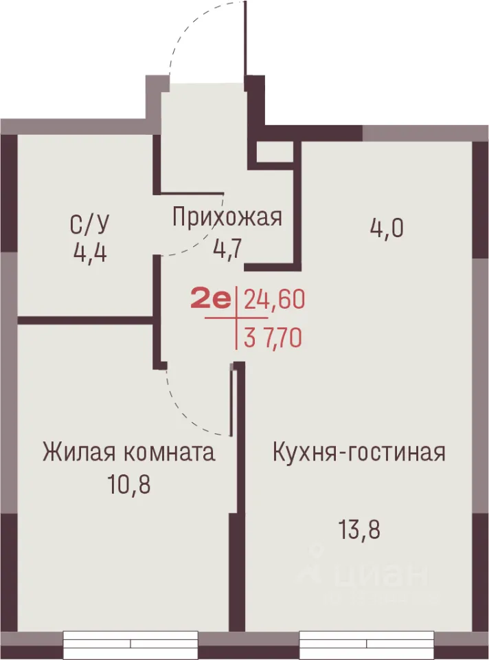 2-к кв. Свердловская область, Екатеринбург ул. Академика Ландау, 13 (37.7 м²)
