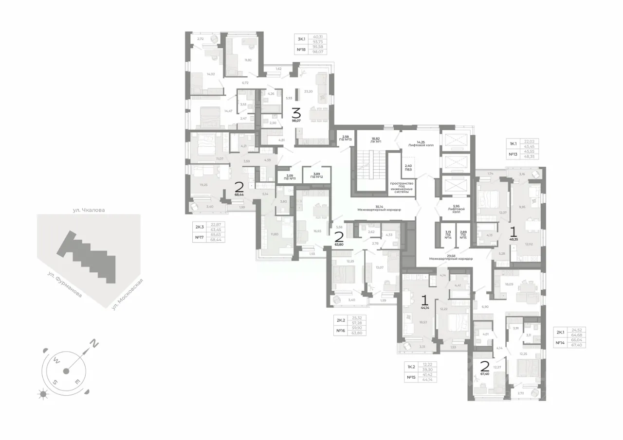 1-к кв. Свердловская область, Екатеринбург ул. Фурманова (43.9 м²)