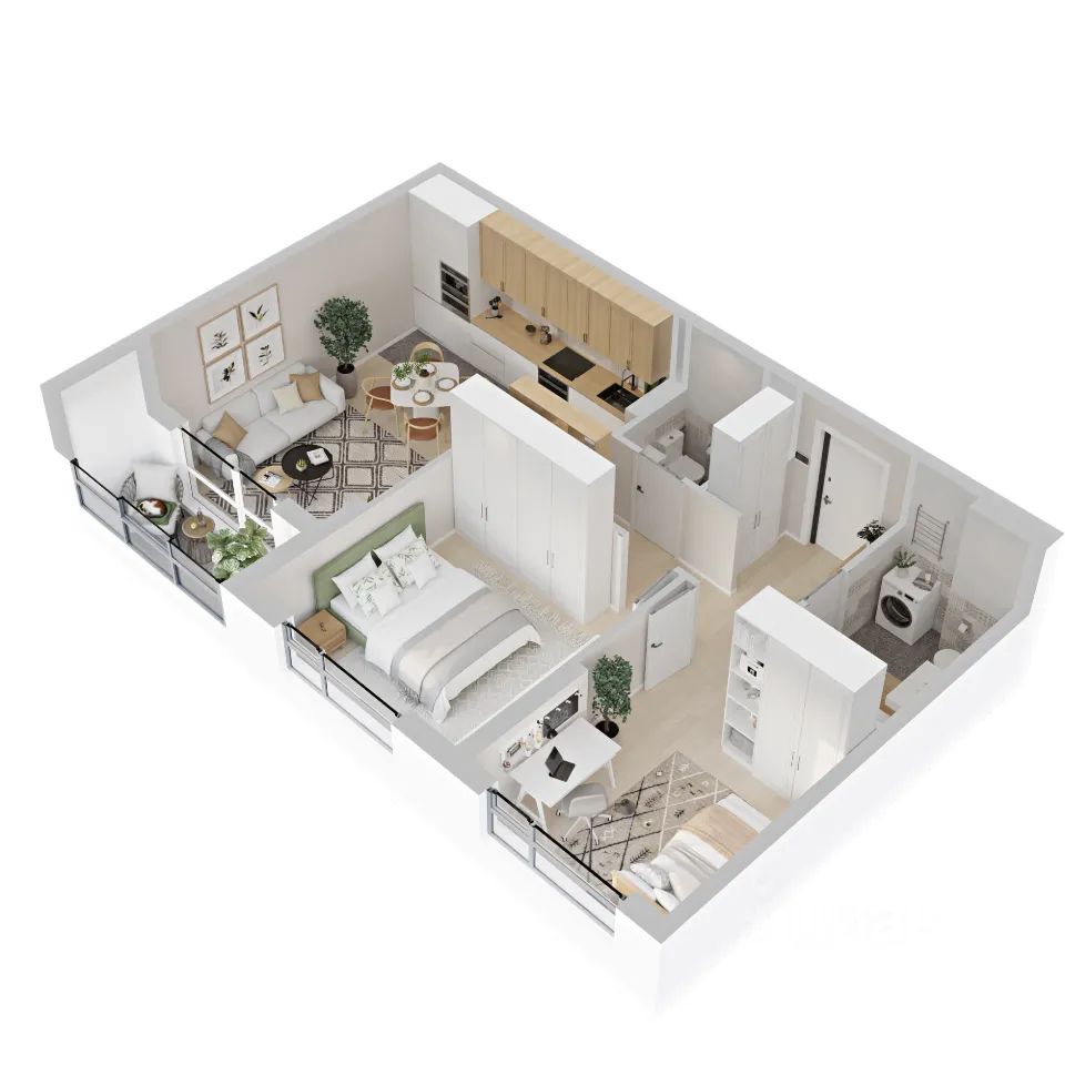 2-к кв. Свердловская область, Екатеринбург ул. Рябинина, 42 (58.96 м²)