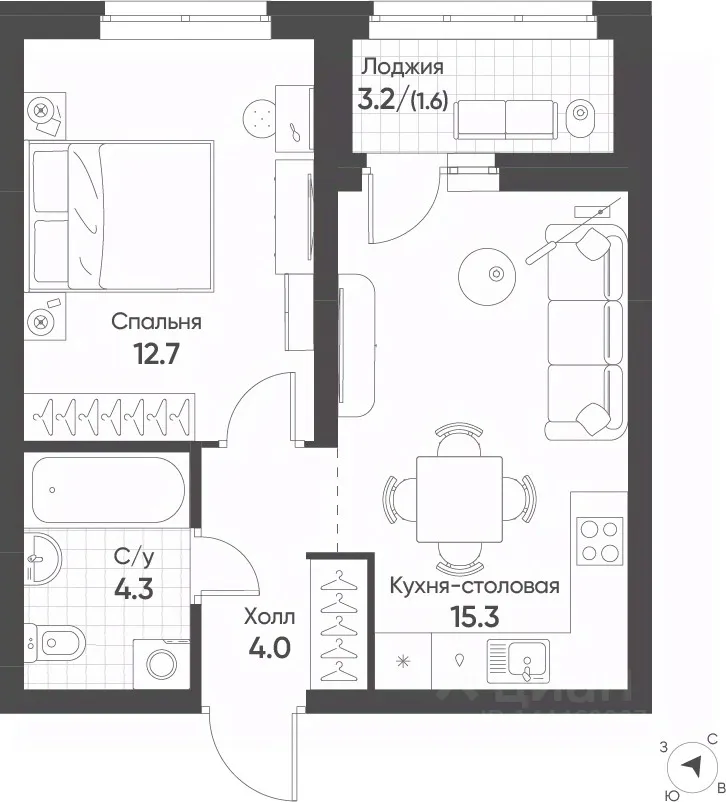 1-к кв. Свердловская область, Екатеринбург Солнечный жилрайон,  (37.9 м²)