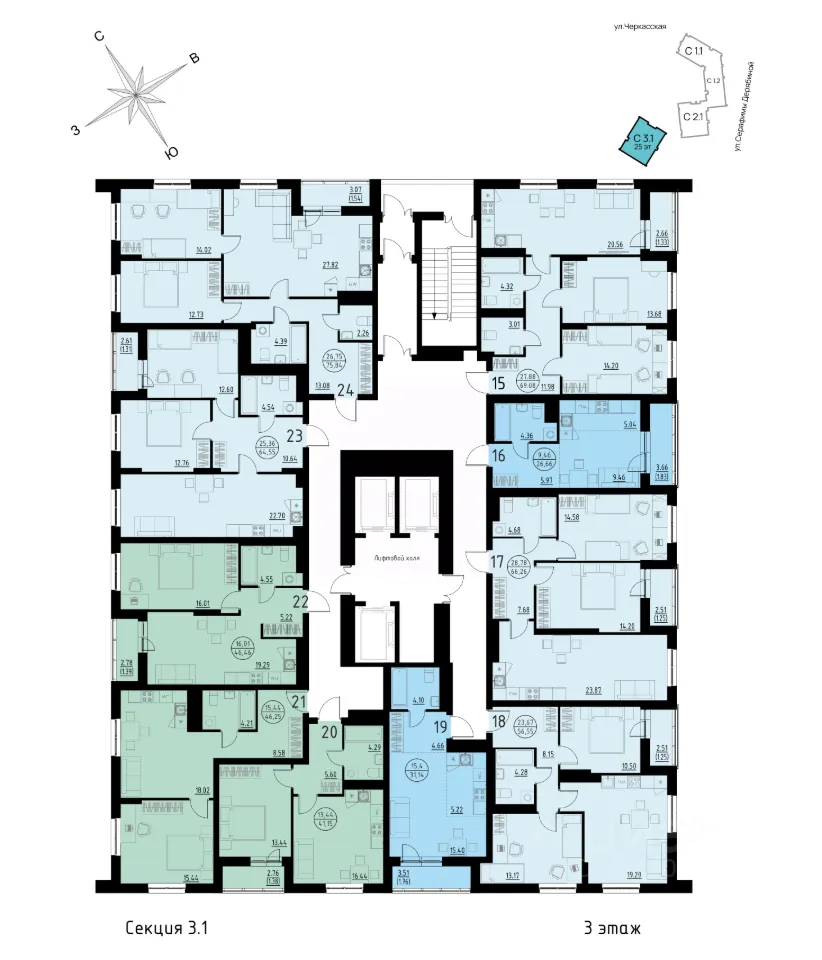 2-к кв. Свердловская область, Екатеринбург ул. Черкасская, 5 (66.26 м²)