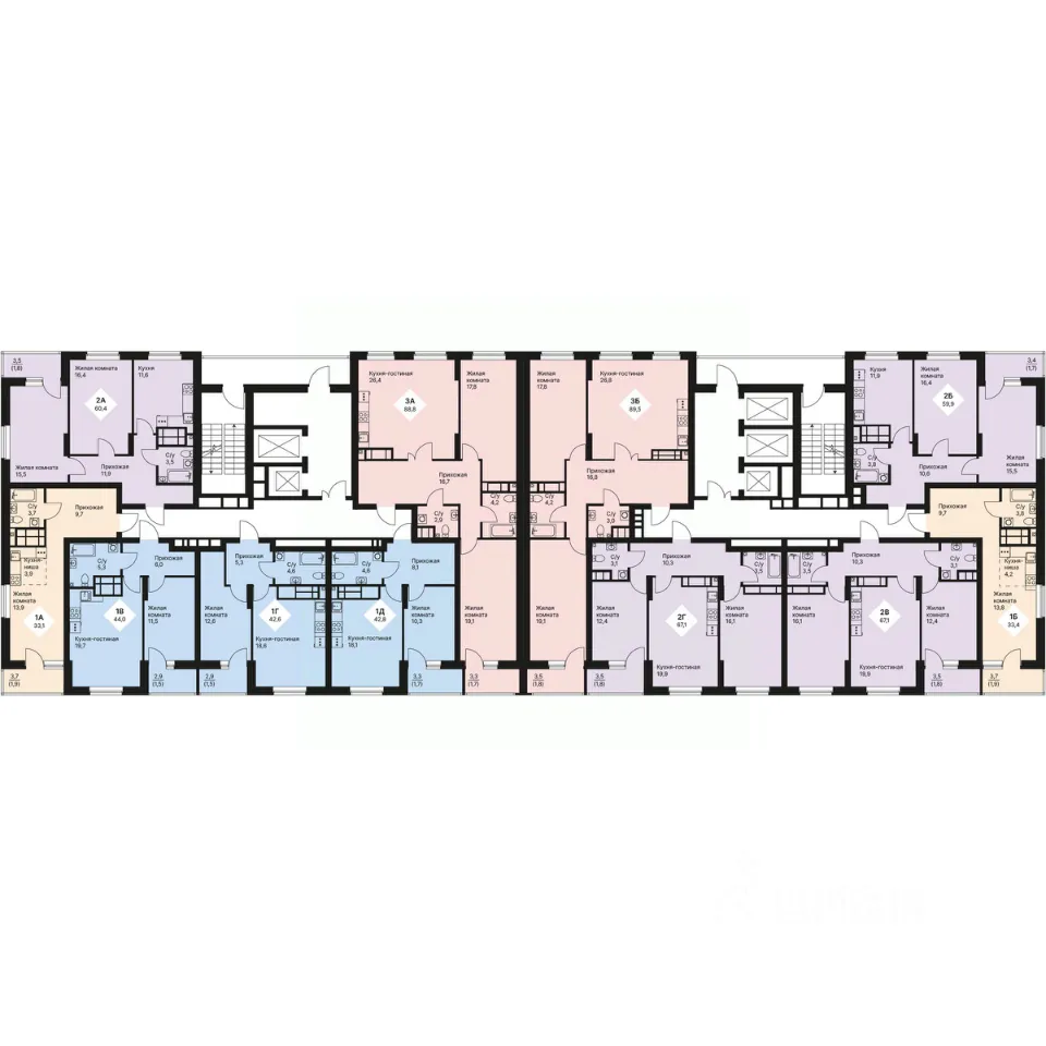 2-к кв. Свердловская область, Екатеринбург просп. Космонавтов, 108/5 (60.35 м²)