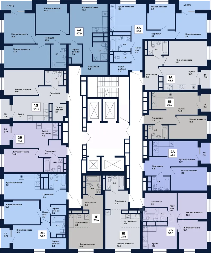 1-к кв. Свердловская область, Екатеринбург Космос жилой комплекс (41.6 м²)
