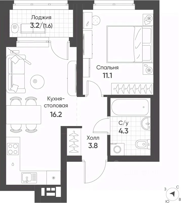 1-к кв. Свердловская область, Екатеринбург Солнечный жилрайон,  (37.0 м²)