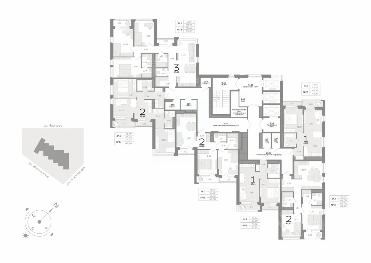 3-к кв. Свердловская область, Екатеринбург ул. Фурманова (98.4 м²)
