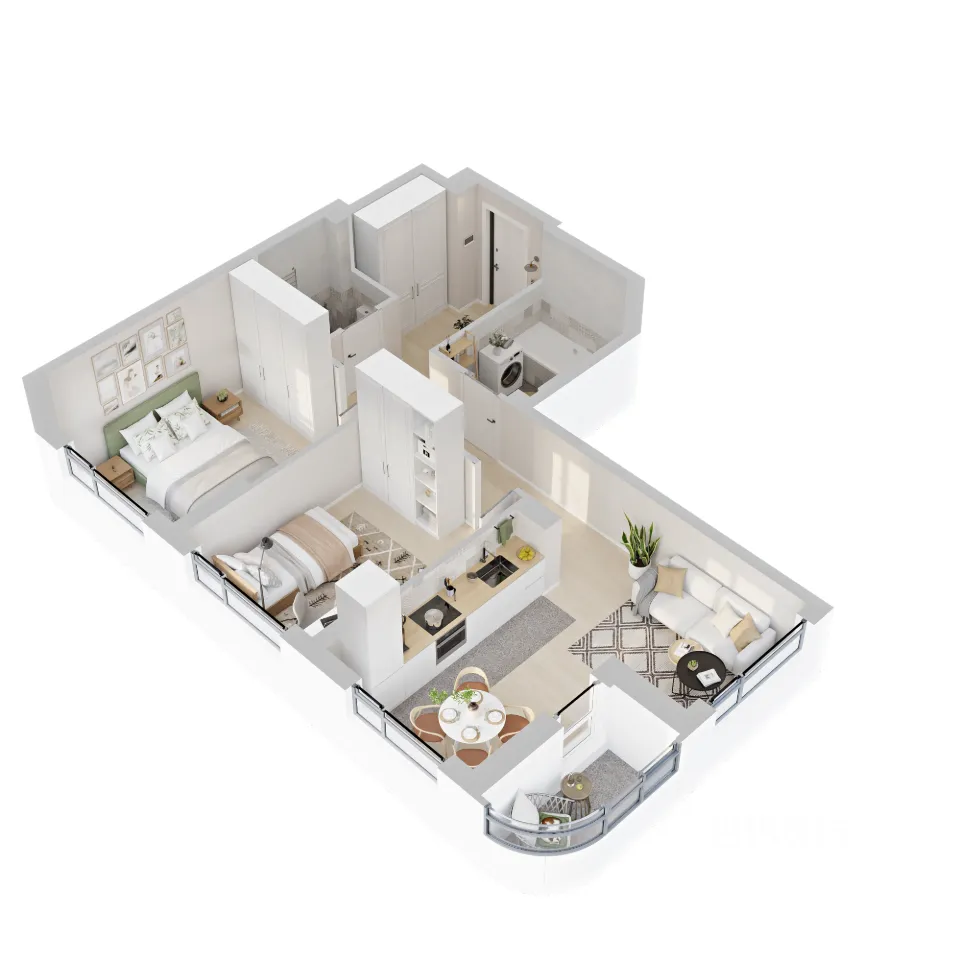 2-к кв. Свердловская область, Екатеринбург ул. Рябинина, 42 (57.33 м²)