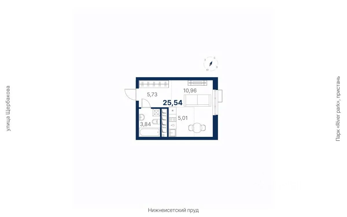 Студия Свердловская область, Екатеринбург ул. Щербакова, 152 (25.8 м²)