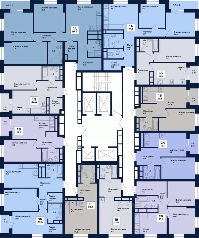 1-к кв. Свердловская область, Екатеринбург Космос жилой комплекс (39.8 м²)