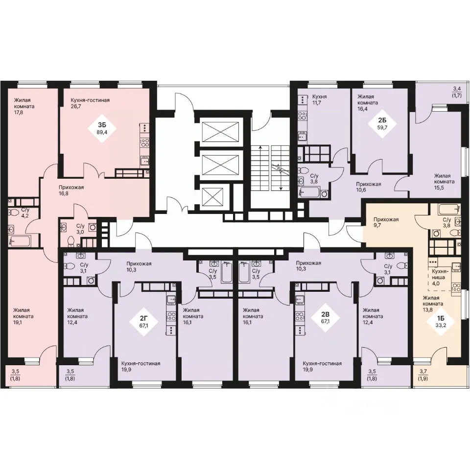 2-к кв. Свердловская область, Екатеринбург просп. Космонавтов, 108/5 (89.35 м²)