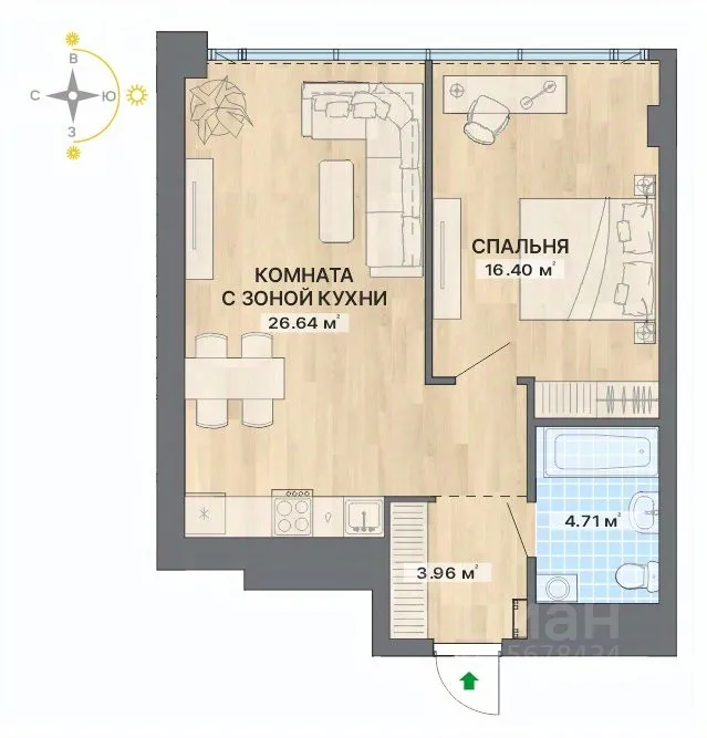2-к кв. Свердловская область, Екатеринбург ул. Маршала Жукова, 16 (51.71 м²)