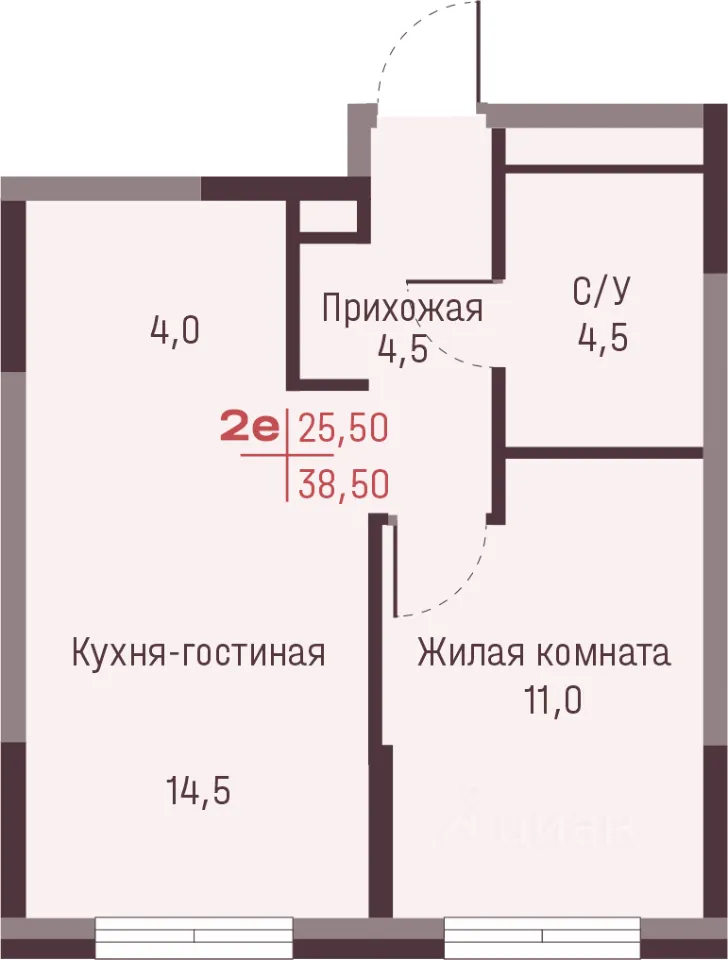 2-к кв. Свердловская область, Екатеринбург ул. Академика Ландау, 13 (38.5 м²)