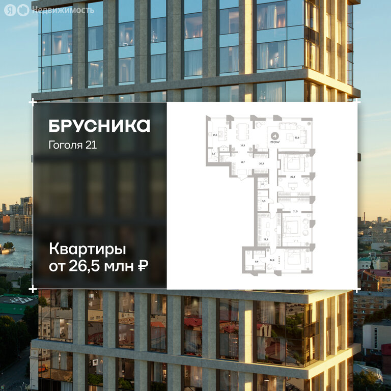 4-комнатная квартира: Екатеринбург, улица Гоголя, 21 (236.97 м²)