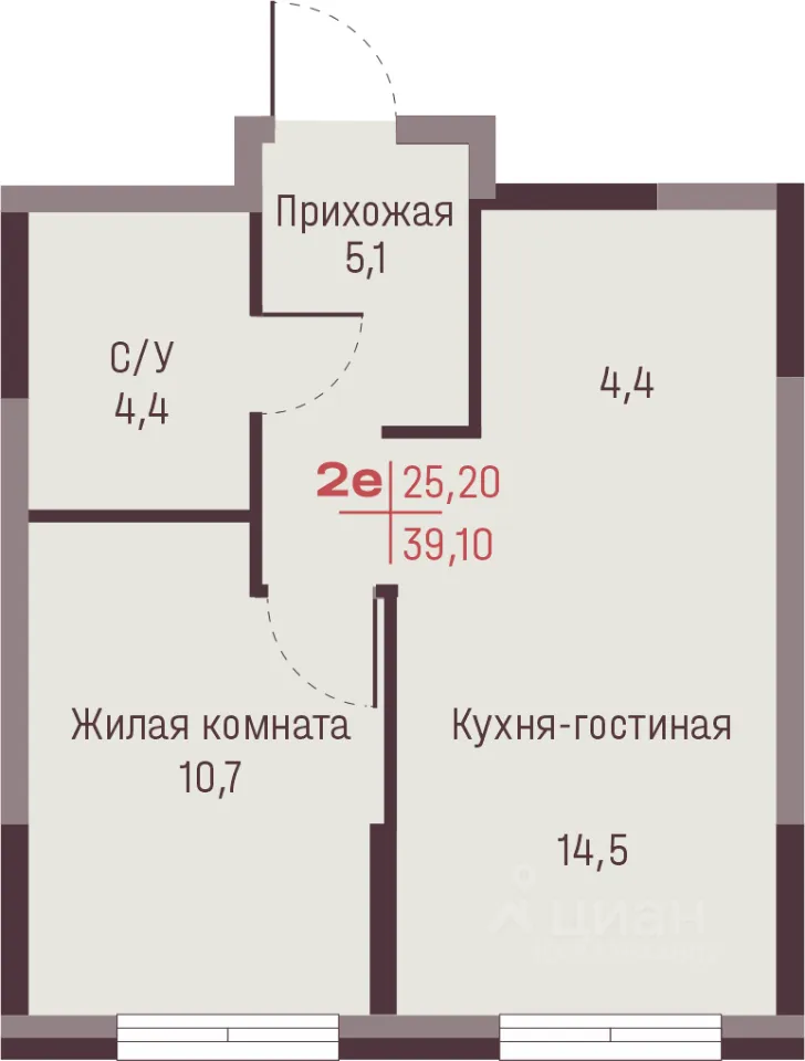 2-к кв. Свердловская область, Екатеринбург ул. Академика Ландау, 13 (39.1 м²)
