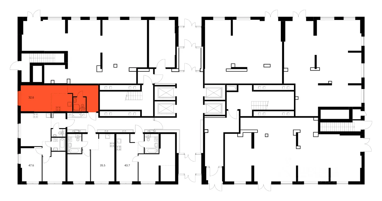 Студия Свердловская область, Екатеринбург ул. Хуторская, 1/4 (32.6 м²)