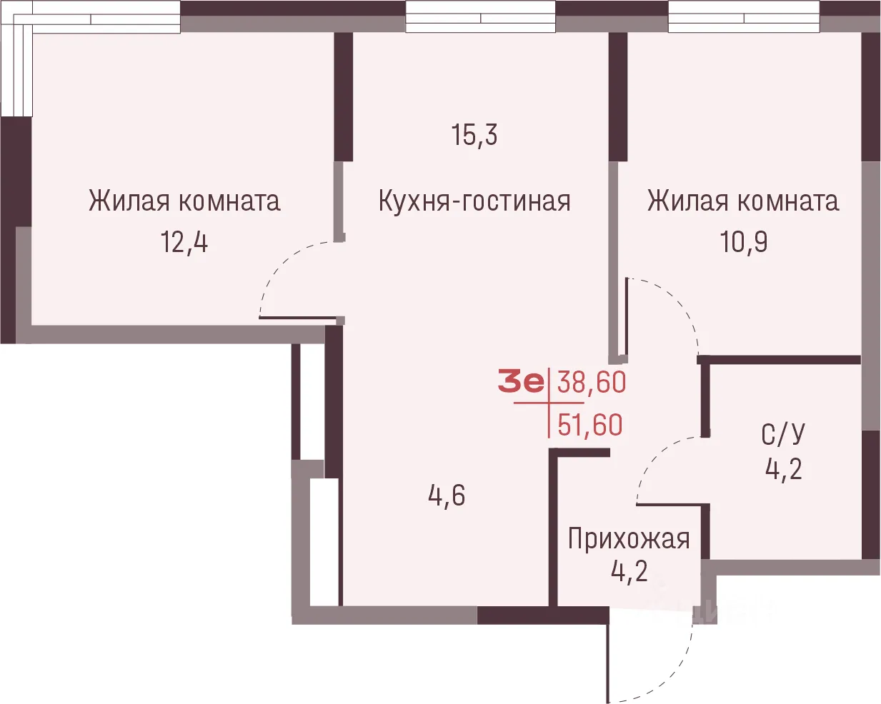 3-к кв. Свердловская область, Екатеринбург ул. Академика Ландау, 13 (51.6 м²)