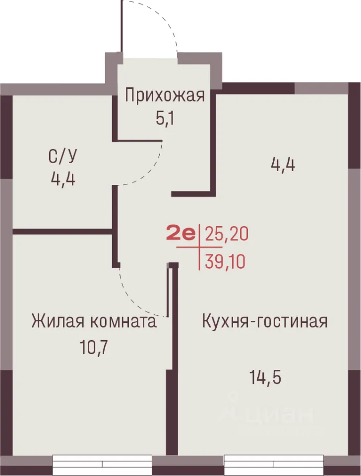 2-к кв. Свердловская область, Екатеринбург ул. Академика Ландау, 13 (39.1 м²)