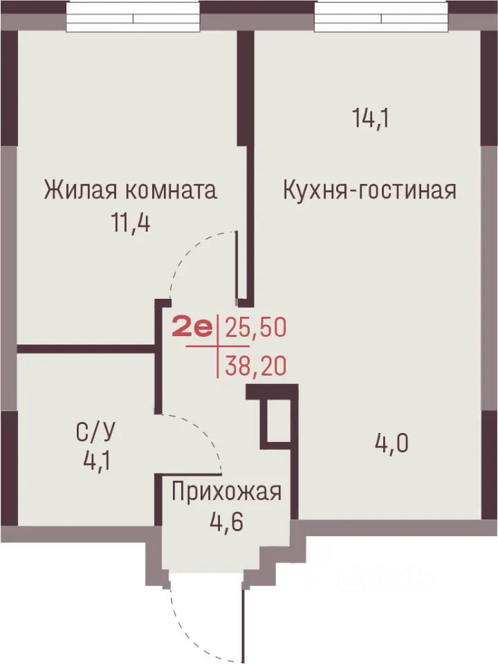 2-к кв. Свердловская область, Екатеринбург ул. Академика Ландау, 13 (38.2 м²)