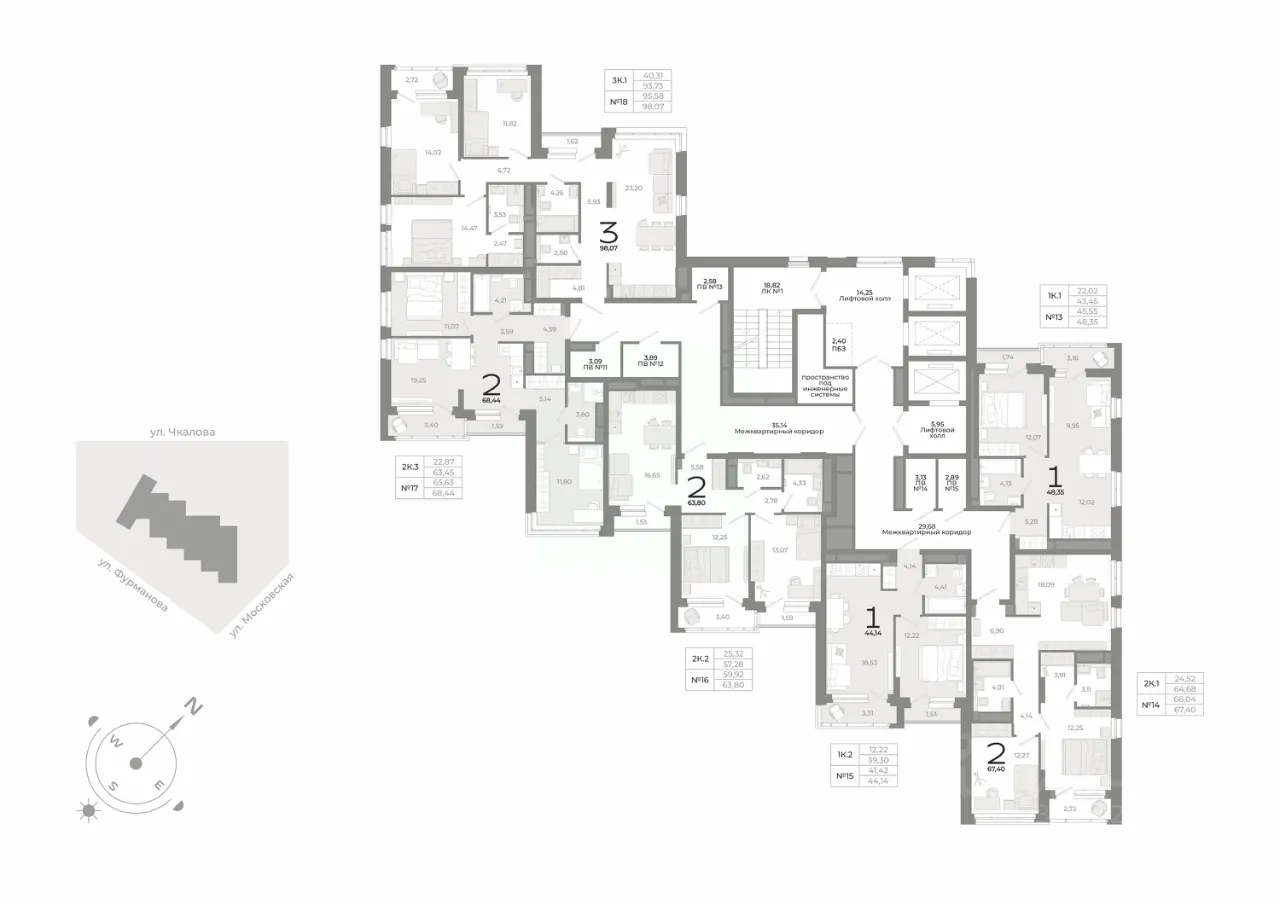 1-к кв. Свердловская область, Екатеринбург ул. Фурманова (43.9 м²)