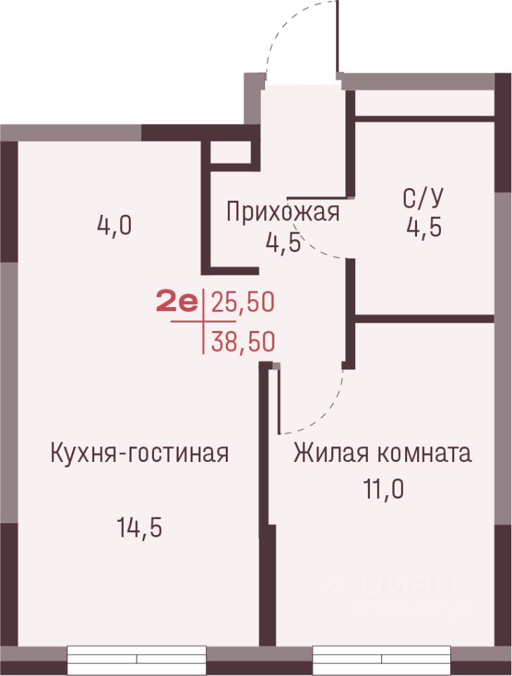 2-к кв. Свердловская область, Екатеринбург ул. Академика Ландау, 13 (38.5 м²)