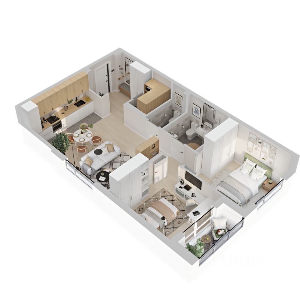 2-к кв. Свердловская область, Екатеринбург ул. Рябинина, 42 (68.14 м²)