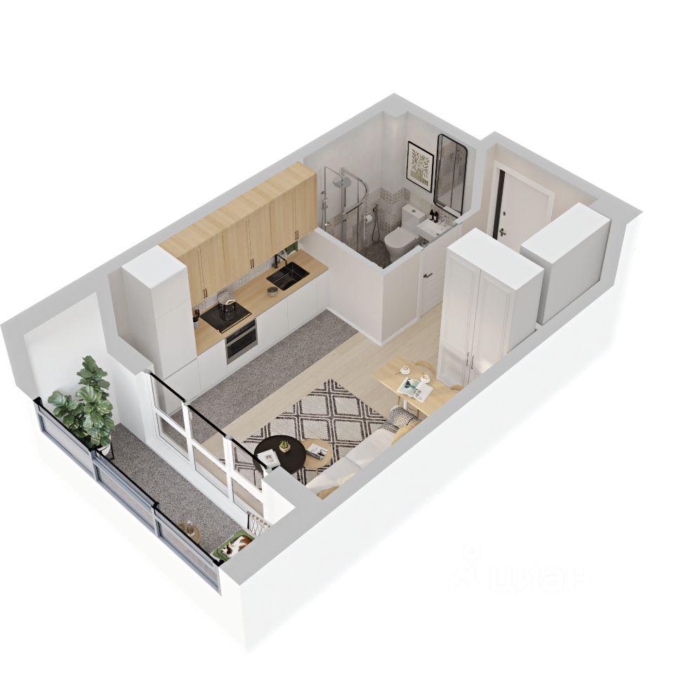 Студия Свердловская область, Екатеринбург ул. Рябинина, 42 (22.31 м²)