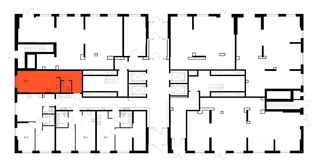 Студия Свердловская область, Екатеринбург ул. Хуторская, 1/4 (32.6 м²)