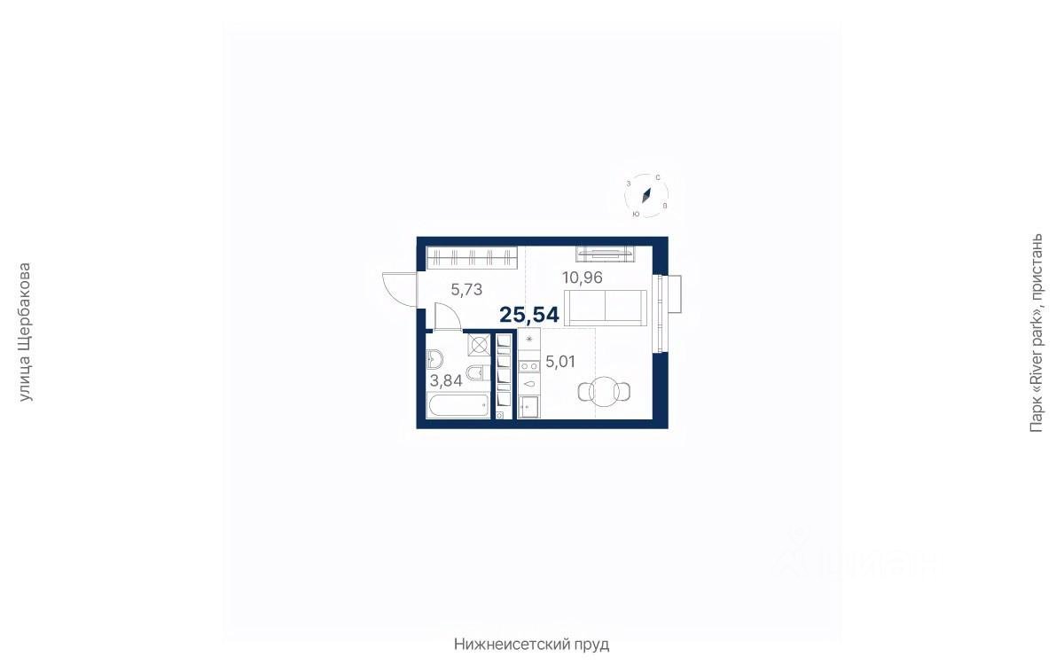 Студия Свердловская область, Екатеринбург ул. Щербакова, 152 (25.8 м²)