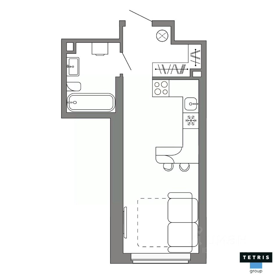 Студия Свердловская область, Екатеринбург Уралмаш жилрайон,  (27.27 м²)