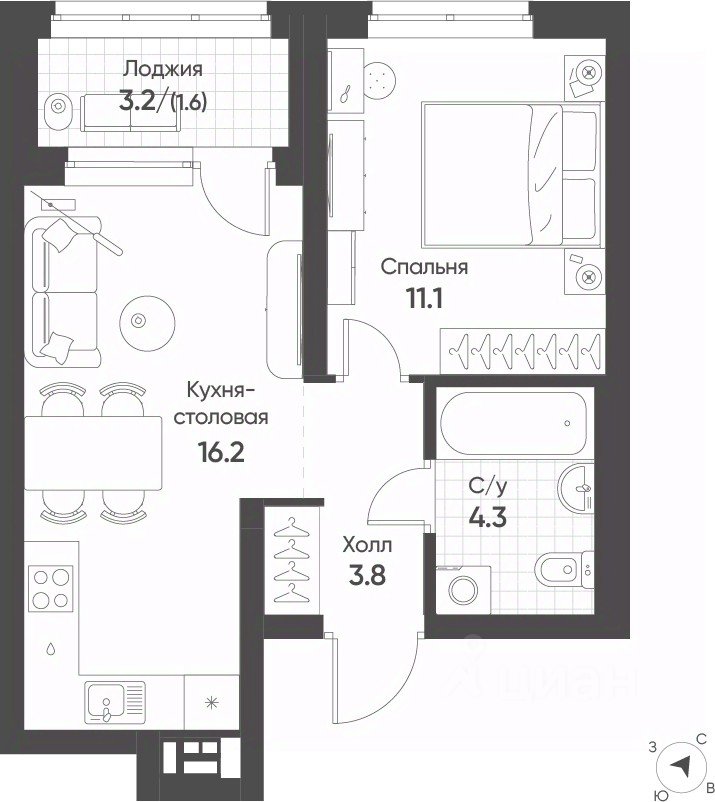 1-к кв. Свердловская область, Екатеринбург Солнечный жилрайон,  (37.0 м²)