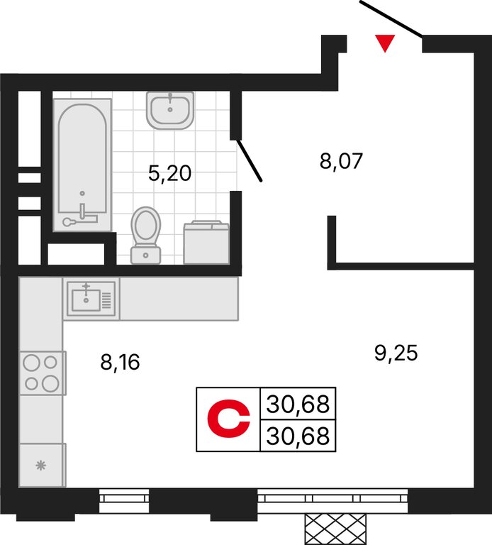 Квартира-студия: Екатеринбург, Депутатская улица (30.68 м²)