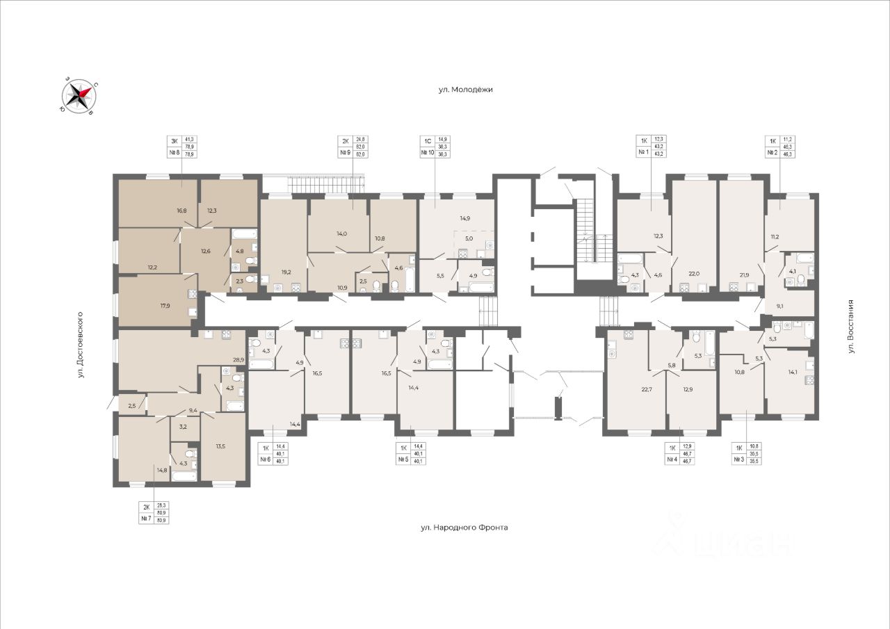 Студия Свердловская область, Екатеринбург ул. Достоевского, 134 (30.3 м²)