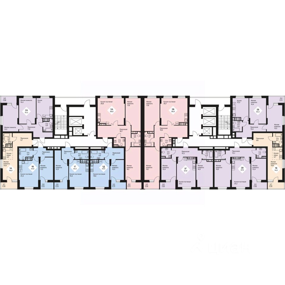 2-к кв. Свердловская область, Екатеринбург просп. Космонавтов, 108/5 (67.85 м²)