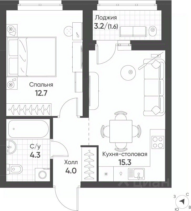 1-к кв. Свердловская область, Екатеринбург Солнечный жилрайон,  (37.9 м²)