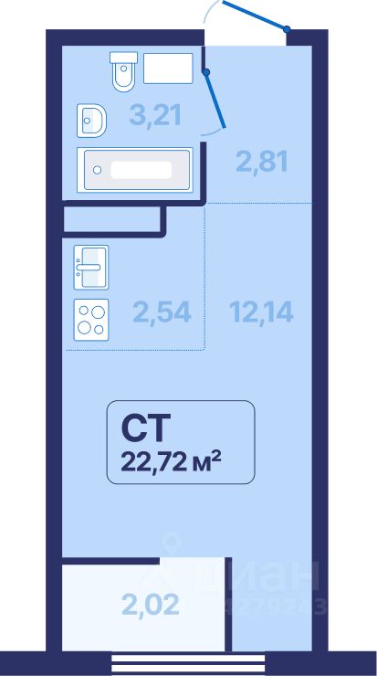 1-к кв. Свердловская область, Екатеринбург просп. Космонавтов, 9 (22.72 м²)