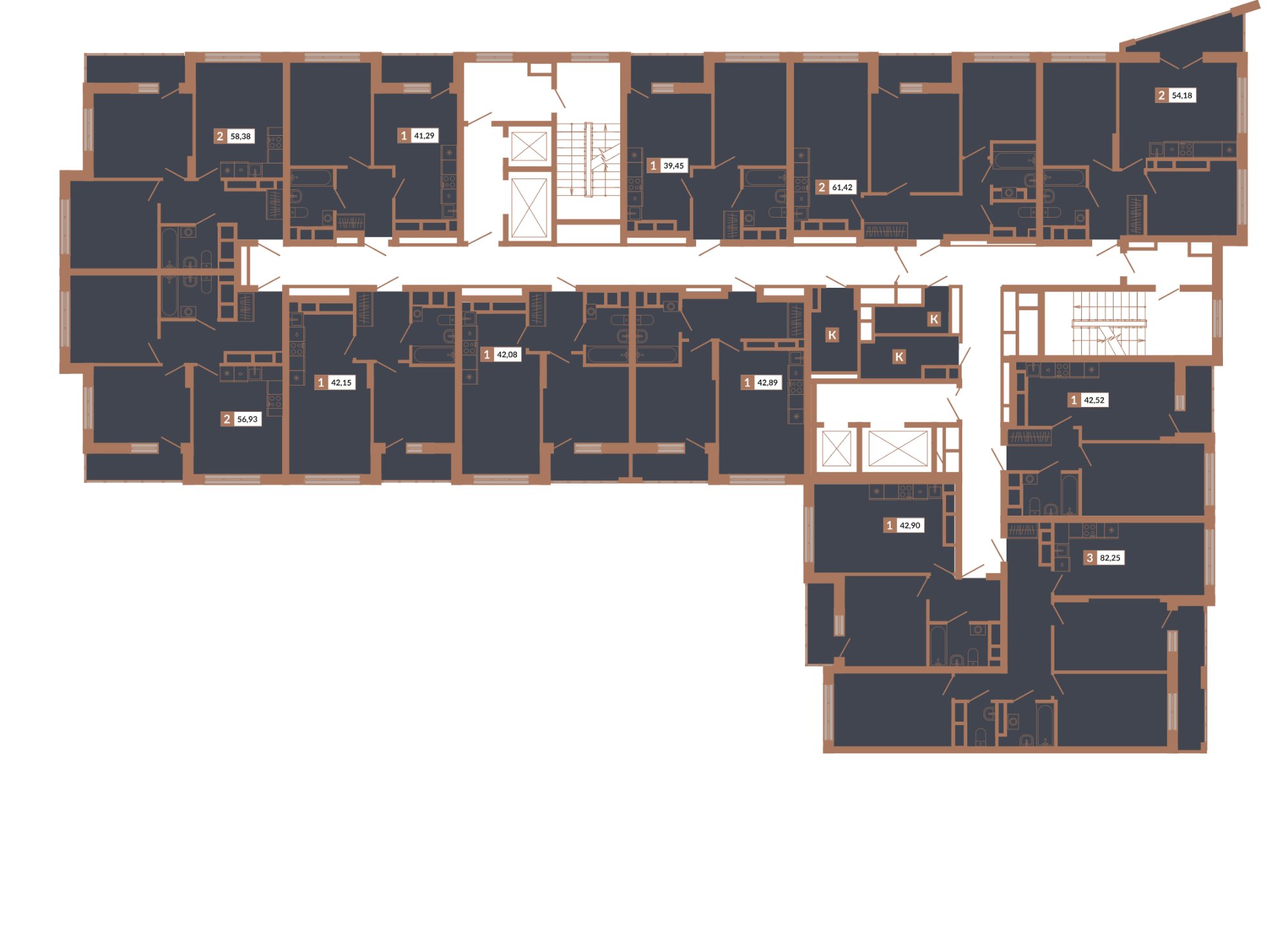 2-к кв. Свердловская область, Екатеринбург пер. Старателей (58.38 м²)