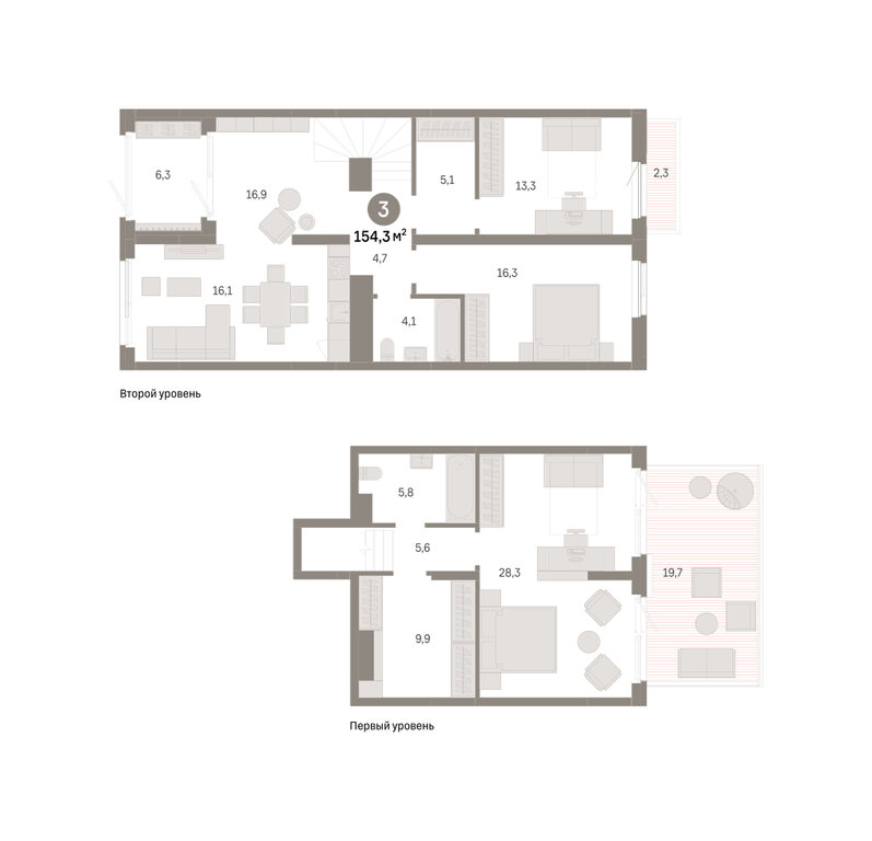 3-комнатная квартира: Екатеринбург, Благодатская улица, 15 (154.31 м²)
