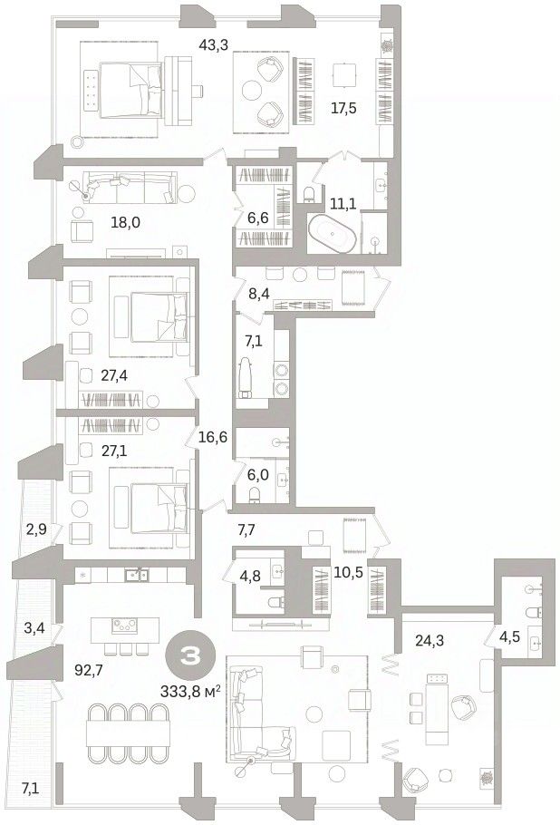 4-к кв. Свердловская область, Екатеринбург ул. Гоголя, 21 (333.84 м²)