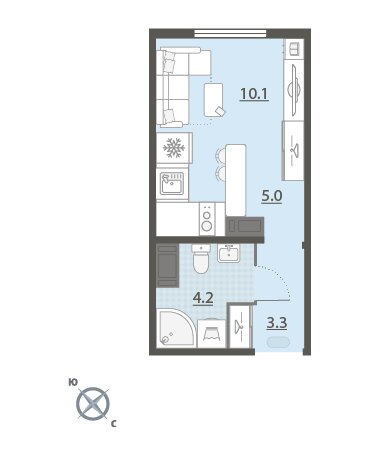 Квартира-студия: Екатеринбург, микрорайон Широкая Речка (22.6 м²)