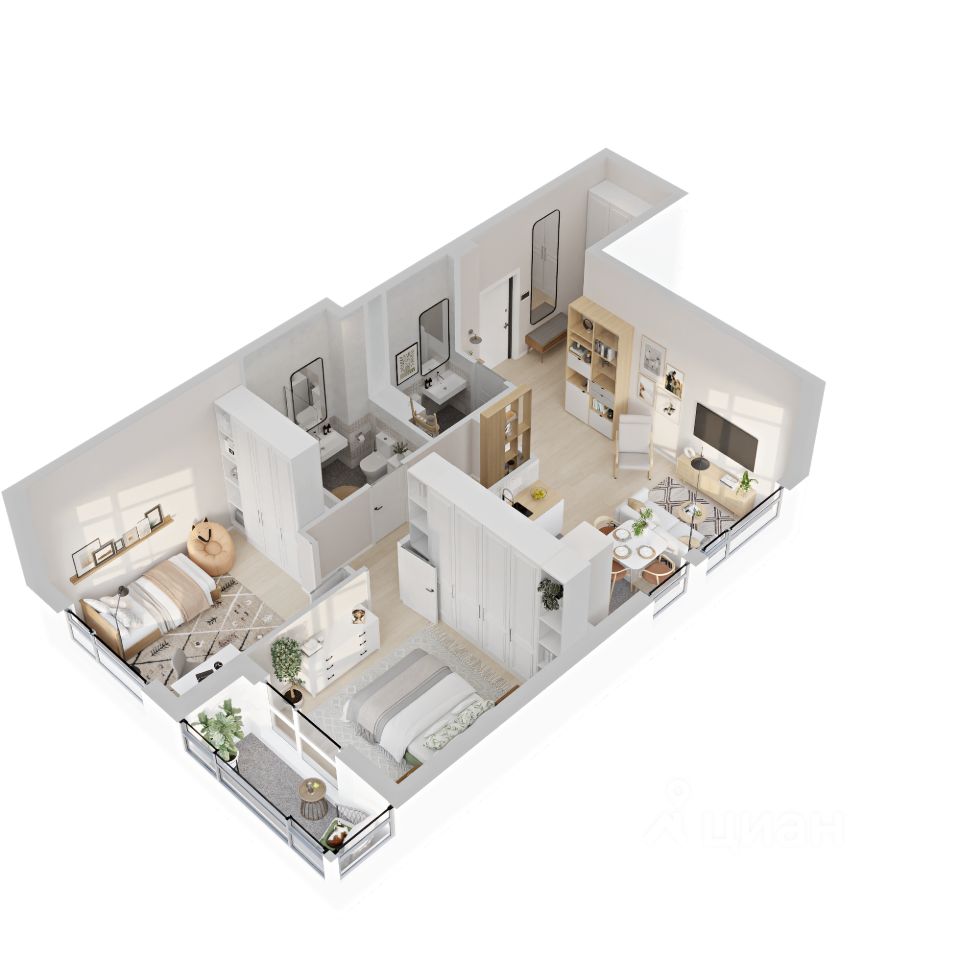 2-к кв. Свердловская область, Екатеринбург ул. Рябинина, 42 (63.57 м²)