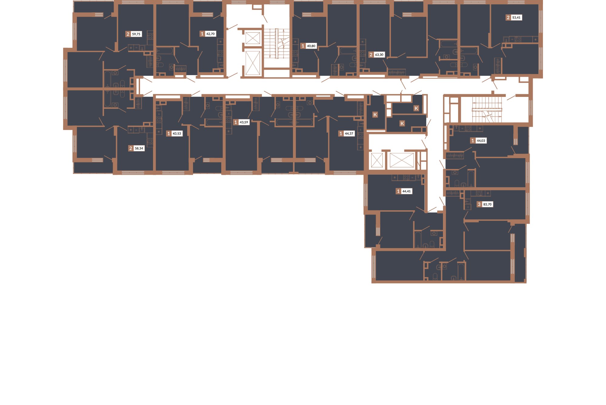 2-к кв. Свердловская область, Екатеринбург пер. Старателей (63.3 м²)