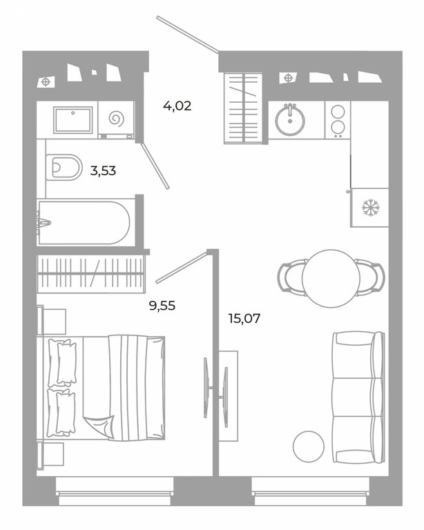1-комнатная квартира: Екатеринбург, улица Академика Ландау, 5/1 (32.17 м²)