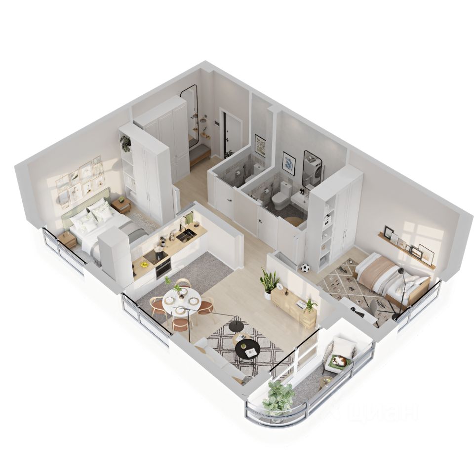 2-к кв. Свердловская область, Екатеринбург ул. Рябинина, 42 (61.52 м²)